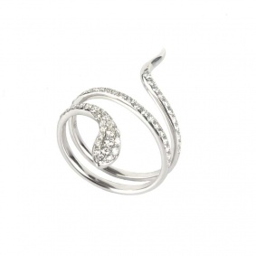 18k White Gold Diamond Snake Ring 0.70ct